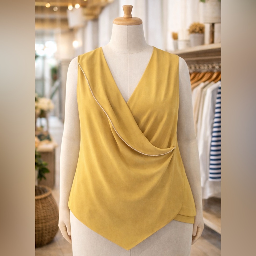 RACHEL Rachel Roy Mustard Envelope Asymmetrical Blouse – NWOT